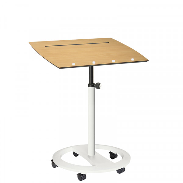 officeplus Sitz-Stehpult rolls drive R3-D6-17 Gestell Weiss Platte Buche Dekor bei Büro-GOERTZ in Darmstadt